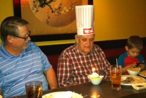 Celebrating Bob's father's  90th birthday at Kobe.