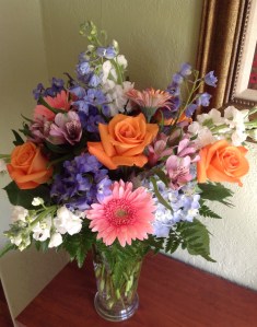 My indoor view - flowers from my son, Jesse.  Thanks for encouraging me to blog, Jesse.